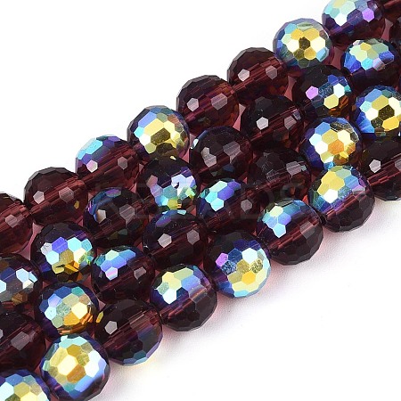 Electroplate Transparent Glass Beads Strands EGLA-N024-01A-C07-1