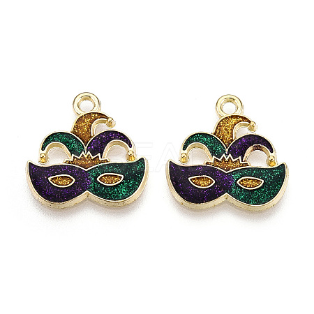 Carnival/Mardi Gras Theme Alloy Enamel & Glitter Powder Pendants ENAM-T020-53J-RS-1