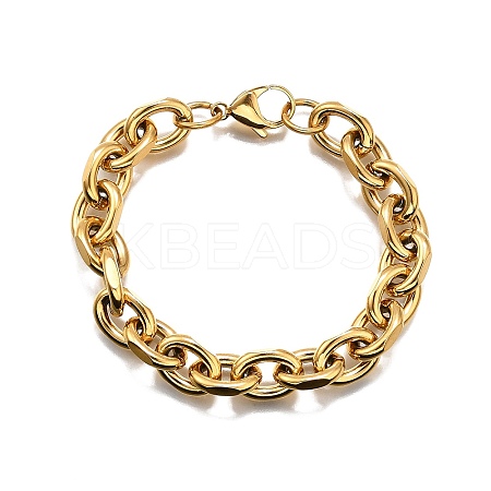 304 Stainless Steel Cable Chain Bracelets for Women LS-BJEW-Q050-01D-G-1