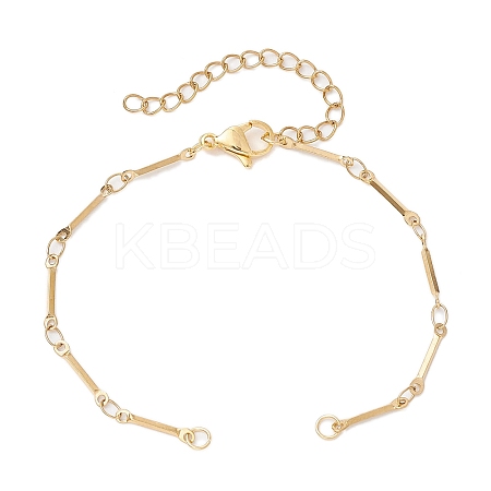 304 Stainless Steel Cuboid Bar Link Chain Bracelet Making AJEW-JB01319-01-1