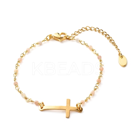 Cross Link Bracelet BJEW-JB06865-04-1