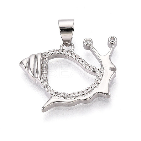 Brass Micro Pave Clear Cubic Zirconia Pendants KK-N268-56P-1