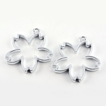 Rack Plating Alloy Sakura Open Back Bezel Pendants X-PALLOY-S047-36D-FF-1