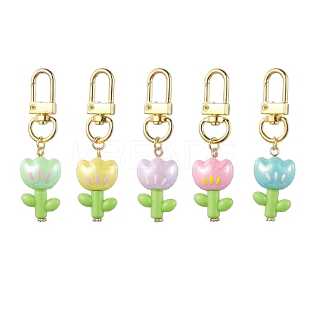 Flower Acrylic Pendant Decorations HJEW-JM01882-1