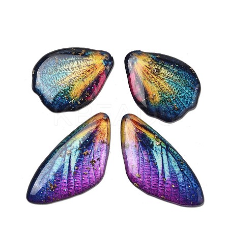 4Pcs Transparent Epoxy Resin Butterfly Wings Pendants RESI-C057-05C-1
