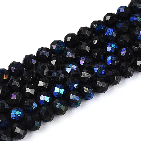 AB Color Plated Natural Black Spinel Beads Strands G-T144-B07-03-1