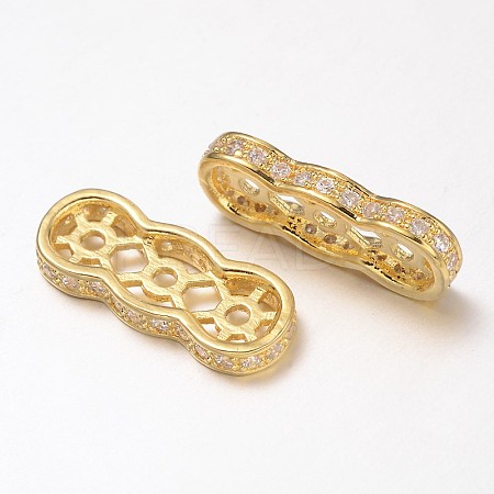 Filigree Brass Micro Pave Cubic Zirconia Spacer Bars ZIRC-D043-G-1