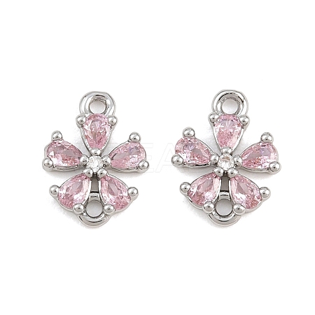 Brass Pave Pink Cubic Zirconia Connector Charms CU-CBAA6E8-01P-1