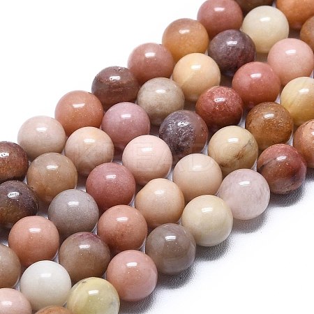 Natural Petrified Wood Round Beads Strands G-D356-C01-8mm-1