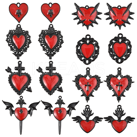 16Pcs 8 Styles Alloy Enamel Gothic Style Pendants PALLOY-SC0004-45B-1