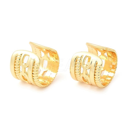 Brass Hollow Oval Cuff Earrings EJEW-K251-18G-1