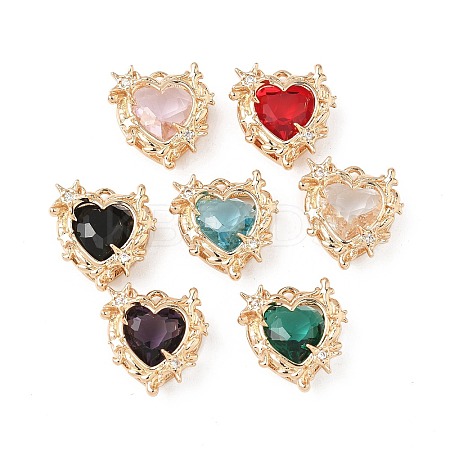 Brass & Glass Micro Pave Cubic Zirconia Pendants KK-S532-04KCG-1