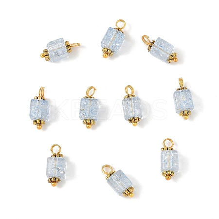 10Pcs Crackle Glass Pendants PALLOY-YW00067-03-1