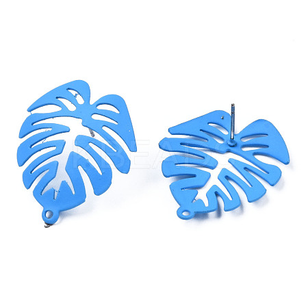 Spray Painted Iron Stud Earring Findings IFIN-N008-019-B02-1