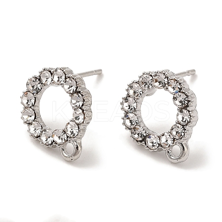 Rack Plating Brass Micro Pave Cubic Zirconia Studs Earrings Findings EJEW-K289-07P-1