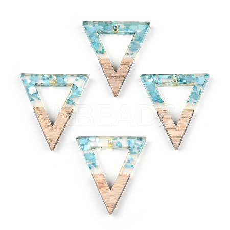 Transparent Resin & White Wood Pendants RESI-N039-50-1