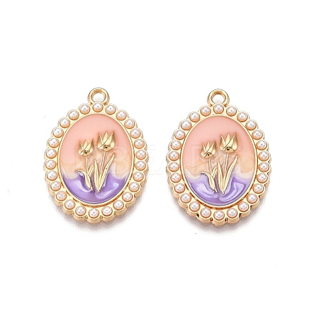 Rack Plating Alloy Enamel Pendants ENAM-N056-408B-1