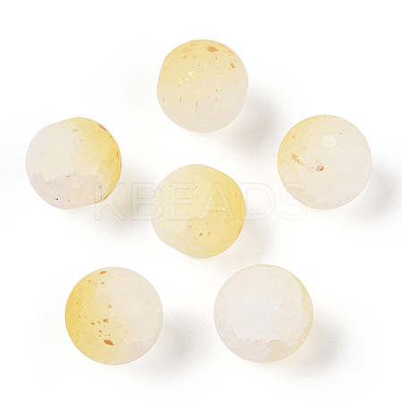 Frosted Baking Paint Crackle Glass Beads with Glitter Powder X1-DGLA-T004-8mm-01I-1