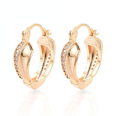 Brass Micro Pave Cubic Zirconia Heart Hoop Earrings EJEW-T048-36G-1