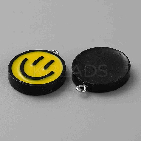 Opaque Resin Enamel Pendants RESI-WH0036-20A-1