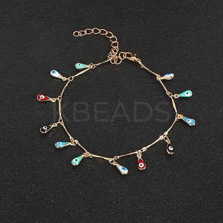 Alloy Colorful Enamel Charm Bar Link Chain Anklets for Women FS-WG66C6C-03-1