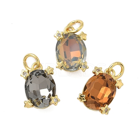 Brass Pave Cubic Zirconia Pendants KK-P325-16G-1