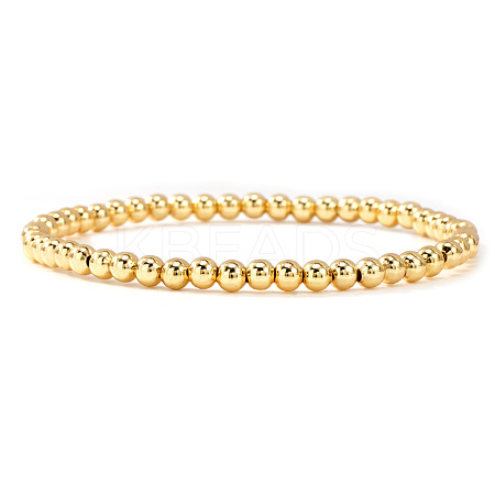 Bohemian Style Round Brass Beaded Stretch Bracelets PO5191-1-1