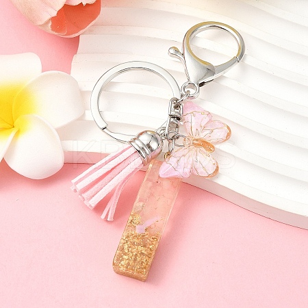 Resin & Acrylic & Faux Suede Tassel Keychain KEYC-YW00123-09-1