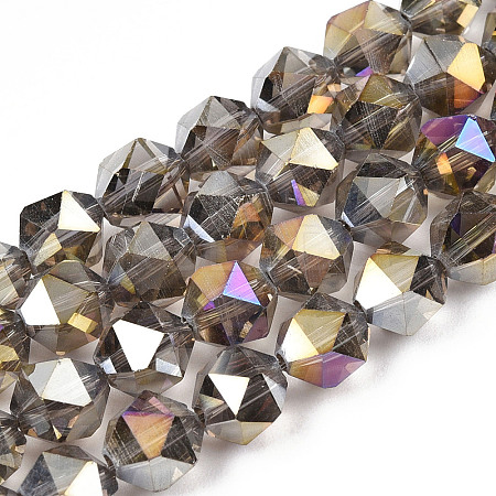 Electroplate Transparent Glass Beads Strands EGLA-T019-06K-1
