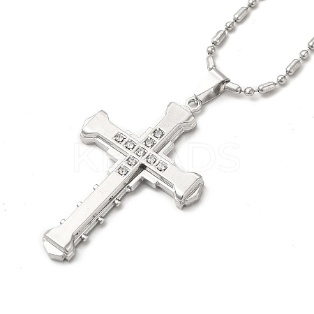 Alloy Cross Pandant Necklace with Link Chains LS-NJEW-K245-003P-1