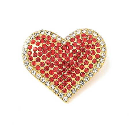 Heart Zinc Alloy Rhinestone Brooches for Backpack Clothes JEWB-R069-01B-G-1