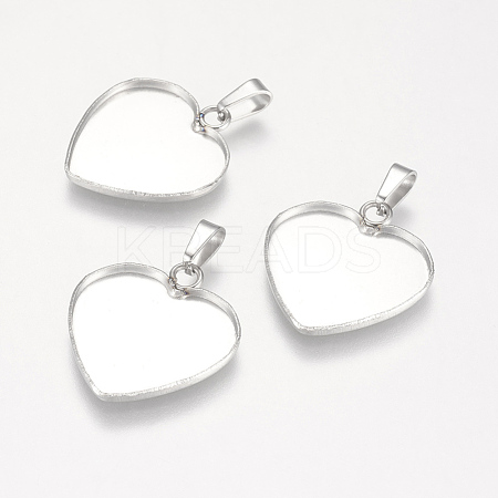 Tarnish Resistant 201 Stainless Steel Pendant Cabochon Settings STAS-P174-08P-1