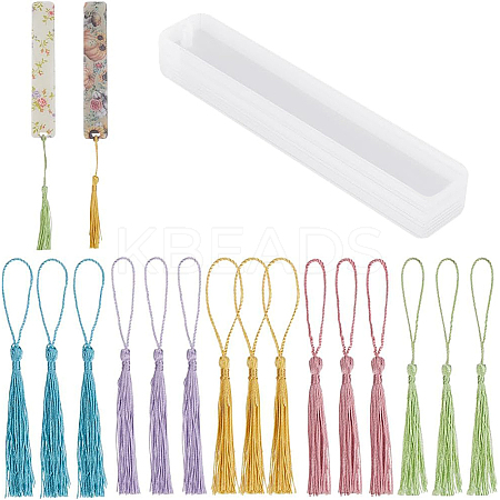 DIY Bookmark Making Kits. with Transparent Acrylic & Polyester Tassel Decoration DIY-SP0001-92A-1
