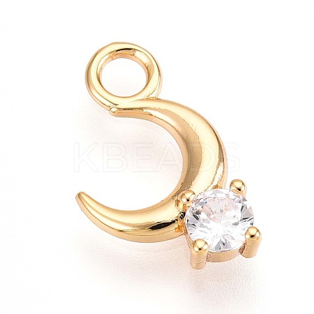 Brass Micro Pave Clear Cubic Zirconia Pendants KK-T075-50G-1