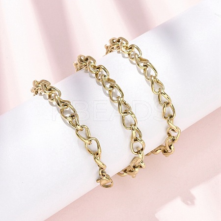6MM 304 Stainless Steel Cuban Link Chain Necklaces for Women NJEW-B145-01G-1