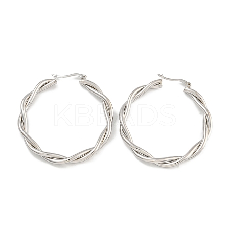304 Stainless Steel Twist Ring Hoop Earrings for Women EJEW-U022-14P-1