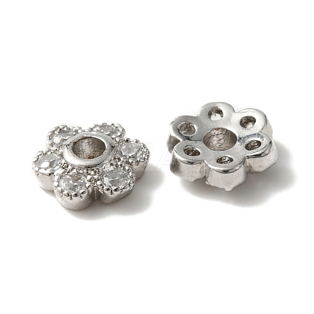 Rack Plating Brass Cubic Zirconia Bead Cap KK-C020-12B-P-1