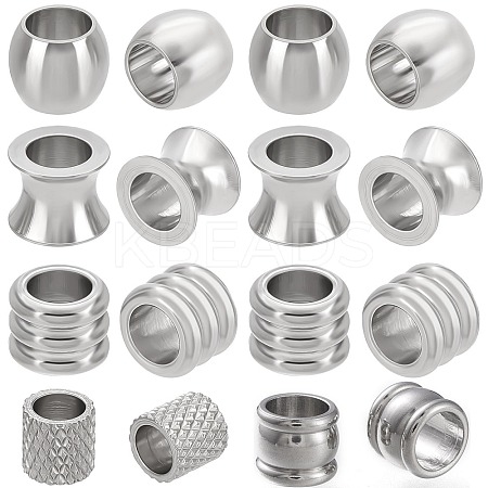 40Pcs 5 Styles 201 & 304 Stainless Steel European Beads STAS-BBC0001-98-1