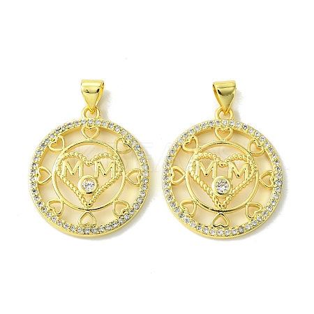 Mother's Day Brass Micro Pave Cubic Zirconia Pendants KK-H472-07G-05-1
