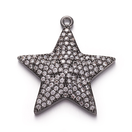 Brass Micro Pave Cubic Zirconia Pendants ZIRC-E158-02B-1