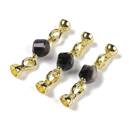 Natural Silver Obsidian with Brass Fold Over Clasps G-G141-02G-14-1