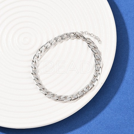 304 Stainless Steel Curb Chain Bracelets for Women BJEW-G757-14P-1