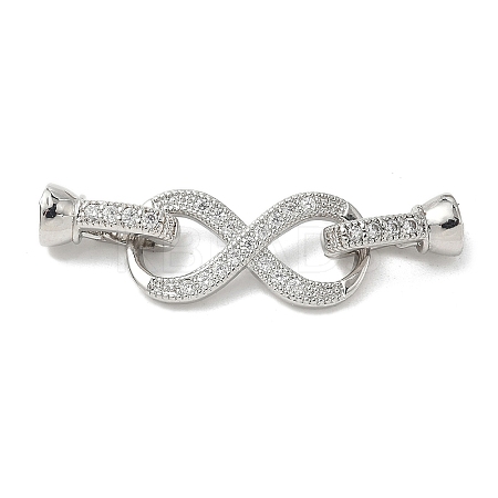 Brass Micro Pave Clear Cubic Zirconia Fold Over Clasps KK-U059-33P-1