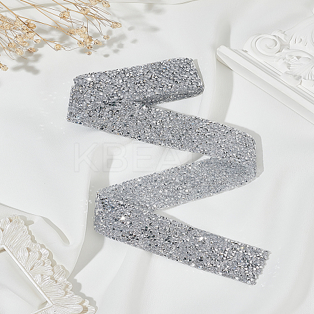1 Yard Glitter Resin Hotfix Rhinestone(Hot Melt Adhesive On The Back) DIY-LP0002-37B-1