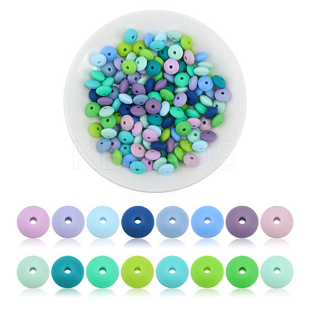 160Pcs 16 Colors Rondelle Food Grade Eco-Friendly Silicone Abacus Beads SIL-CA0003-17-1