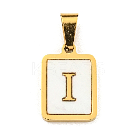 PVD Vacuum Plating 304 Stainless Steel Pave Natural White Shell Pendants STAS-S130-03G-I-1