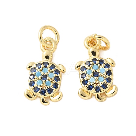 Brass Micro Pave Cubic Zirconia Charms KK-U056-44G-1