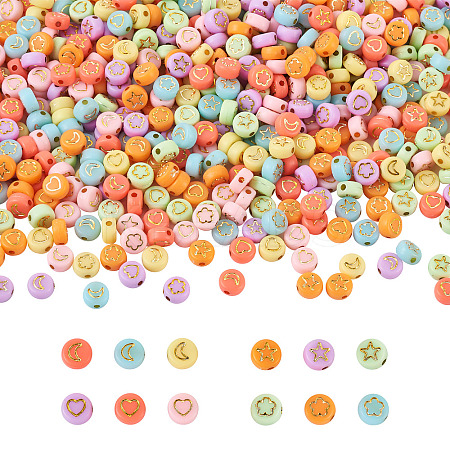 1000Pcs 4 Style Opaque Acrylic Beads MACR-CW0001-07-1