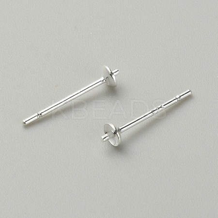 Brass Pearl Cup Stud Earring Findings LS-STER-WH0013-02-1
