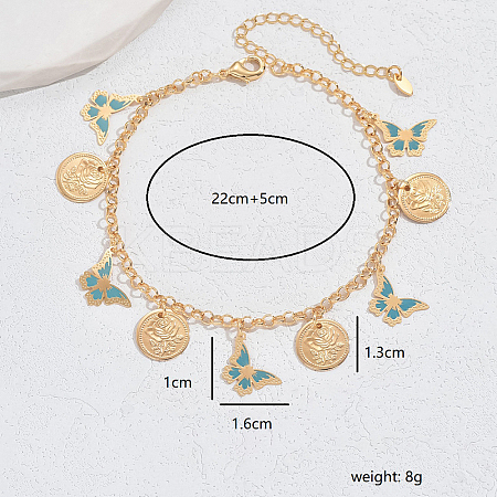 Brass Butterfly Charm Ankletsts for Women SG5790-3-1